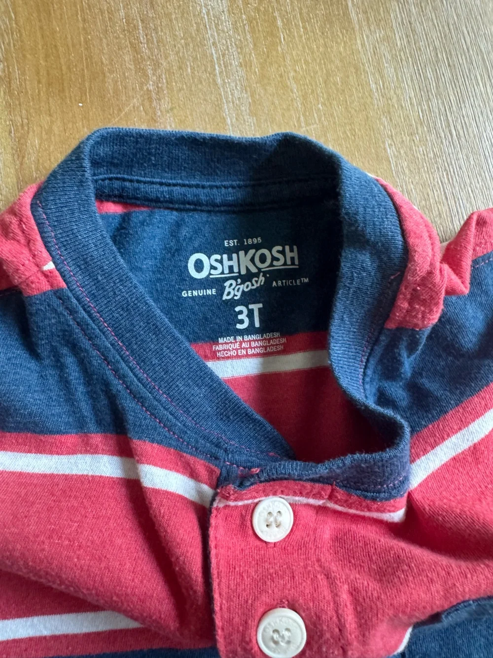 Toddler Boy - Size 3T -  (x2) Red & Navy Striped Henley Tee  and Navy Tee